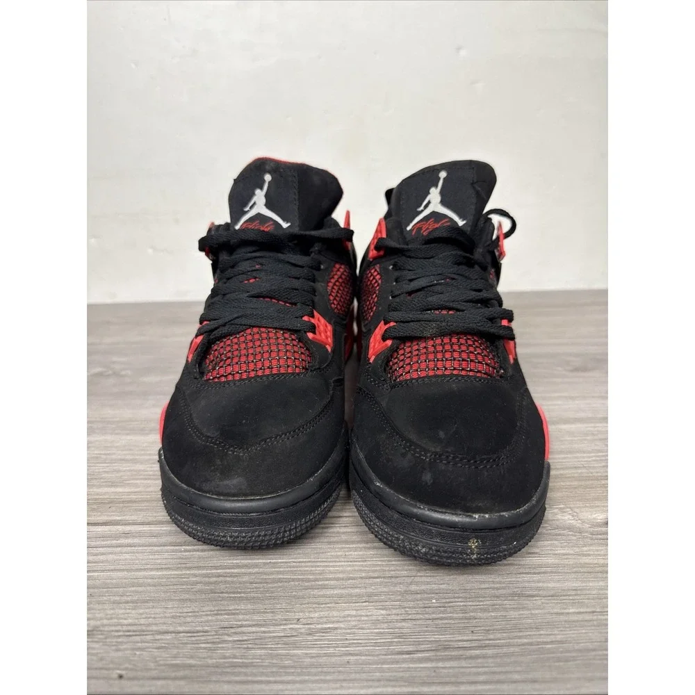Jordan Air Jordan 4 Retro Mid Top Sneakers Black/White/Red 136013-088 SZ 10